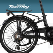 Bicicleta plegable premium PACTO para adultos - Cuadro de aluminio de 27 cm, ruedas de aluminio de 20 pulgadas, 6 velocidades Shimano