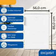 Frigorífico con congelador Exquisit, 120 litros, congelador de 4 estrellas, frigorífico de libre instalación, KS516-4-H-010D blanco