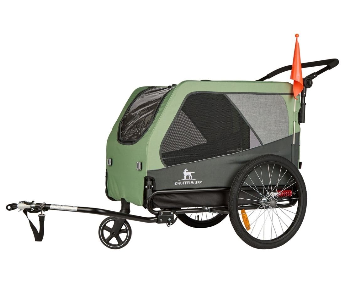 Remolque para bicicletas para perros Knuffelwuff Cruvado 45 kg, plegable, ligero, correa de seguridad, reflectores, enganche universal