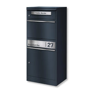 Metzler Paketbox Bispo 2, buzón con compartimento grande para paquetes, antracita, personalizado, grabado, acero inoxidable macizo para exteriores