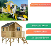 Casita de jardín para niños - Casa de juegos infantil para exteriores - De madera de pino cepillada e impregnada - Casita de juegos original y única