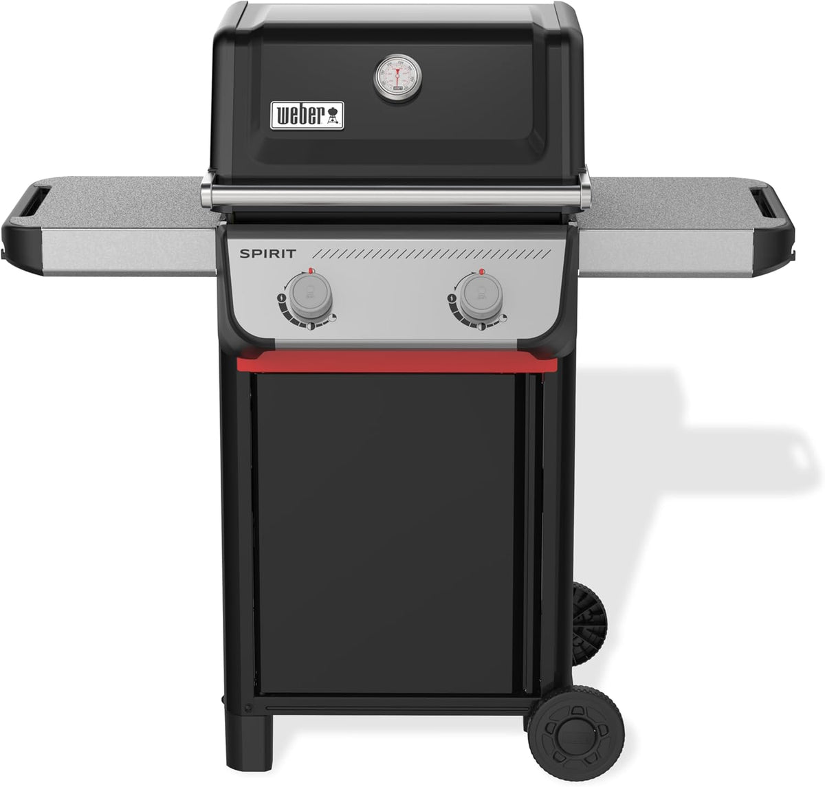Barbacoa de gas Weber Spirit E-210, 2 quemadores, superficie de cocción 51 x 46 cm, termómetro en la tapa, 2 ruedas, negro/plata (1500838)
