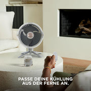 Ventilador inalámbrico con nebulizador Shark FlexBreeze Pro para interiores y exteriores con sistema de rociado, depósito de agua portátil, alcance de 20 m, ventilador de pie y de mesa, 5 niveles de velocidad, silencioso, mando a distancia, Dove FA300WHEU