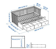 HEMNES Cama nido con 3 cajones, gris, 80x200 cm