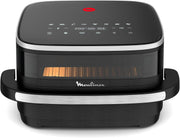 Moulinex Easy Fry XL Surface & Pizza 4L, Freidora de aire, Superficie de cocción muy grande, Compacta, Ventana de visualización, Negro, AL4018F0