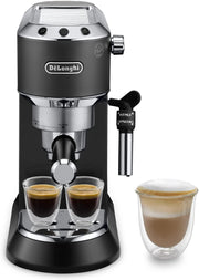 De'Longhi Dedica Style EC 685.M – Cafetera espresso de bomba tradicional, con espumador de leche profesional, solo 15 cm de ancho, para café molido o monodosis ESE, depósito de 1 l, plata
