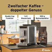 Cafetera superautomática Tchibo Esperto2 Caffè con función para 2 tazas para Caffè Crema y Espresso, Granite Black - INCLUYE set de degustación de café GRATIS