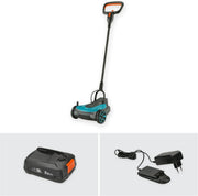 Cortacésped a batería Gardena HandyMower 22/18V P4A Set listo para usar: cortacésped manual, para superficies de césped de hasta 50 m², altura de corte ajustable, incl. batería 18V P4A (14620-20)