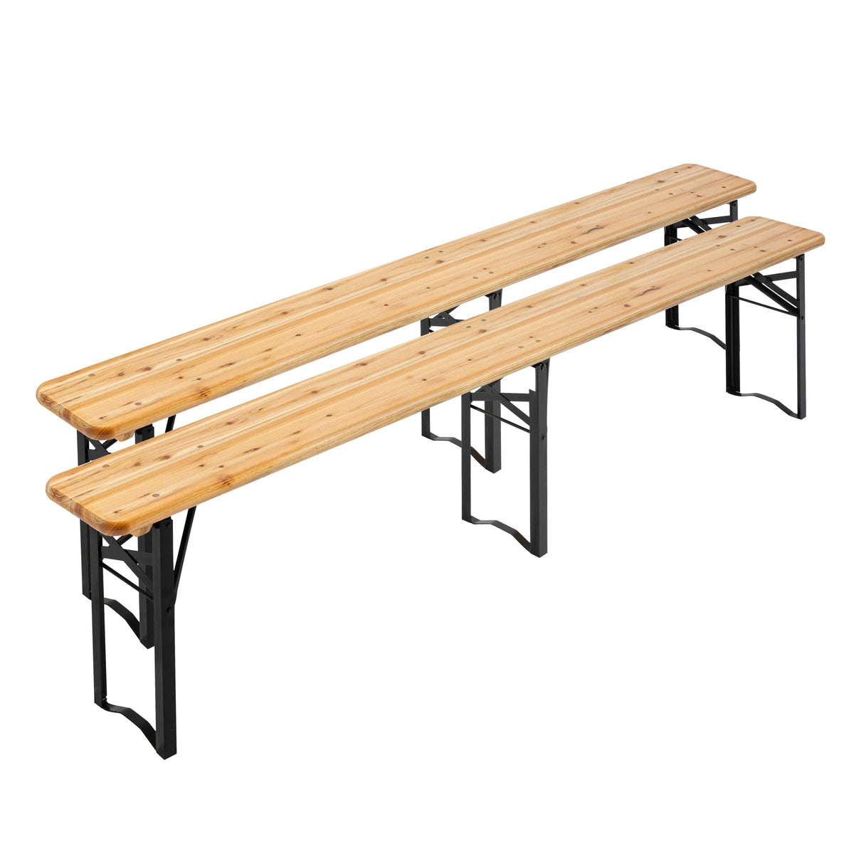 oviala Lote de 2 bancos plegables de cervecería de madera 180 cm