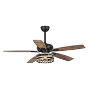 Ventilador de techo con jaula negra, 5 aspas, acabado Driftwood, 52 pulgadas, con control remoto