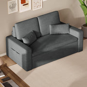 Xbro Sofá cama de 2 plazas convertible 147x196x87 cm, sofá cama de 2 plazas extensible con 4 ruedas, sofá cama moderno de terciopelo, gris oscuro