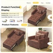 Sillón cama ajustable, convertible 3 en 1, varios colores, para 1 persona