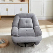 Sillón reclinable giratorio de pana con deslizamiento, reposapiés para sala de estar