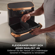 Freidora de aire Ninja AF500EUCP Foodi FlexDrawer 10,4 L – 7 funciones, zona doble, 2470 W, negro/cobre