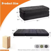 Sofá cama plegable de espuma viscoelástica de 39x75, colchón con 6 botones decorativos