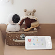 Béaba, Vigilabebés, Monitor de bebé con vídeo 2 en 1, Pantalla/Aplicación móvil dedicada, Cámara HD, Rotación de 360°, Visión nocturna, Walkie-talkie, Canciones de cuna, Control de temperatura y humedad, Zen Premium Blanco