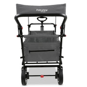 Carrito de mano plegable y compacto Fuxtec FX-CT700 gris, con frenos, asiento acolchado, mango ajustable en altura, para excursiones