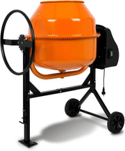 Hormigonera eléctrica móvil EBERTH de 160 l, motor de 650 W, bastidor, tambor y corona dentada de acero, volante bloqueable, placa base ancha, hormigonera profesional, tambor orientable, fácil manejo