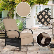 Sillón reclinable ajustable para patio con cojín - 38 (profundidad) x 26.5 (ancho) x 38.5 (alto) PULGADAS