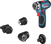 Taladro atornillador a batería Bosch Professional 12V System GSR 12V-15 FC - Sistema FlexiClick (incl. 2 baterías GBA 12V de 2.0 Ah, cargador, 4 accesorios, set de 40 accesorios) - Alimentado por batería