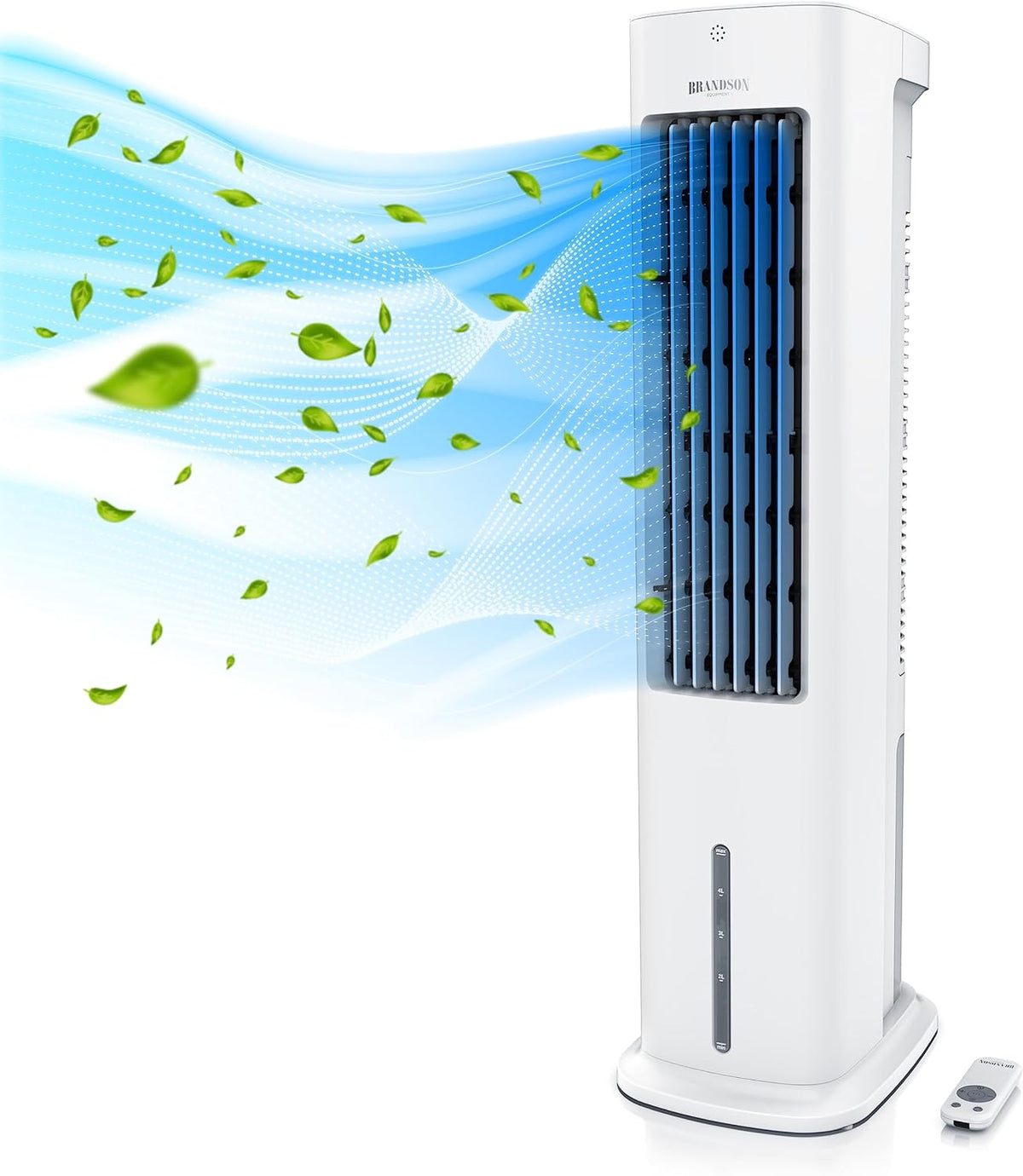 Brandson - Enfriador de aire por agua 5 en 1 - Enfriador evaporativo, humidificador, ventilador y purificador de aire, aire acondicionado portátil sin tubo de escape - Galardonado 2025 - silencioso - depósito de agua de 5 L