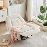Sillón reclinable giratorio de pana con deslizamiento, reposapiés para sala de estar