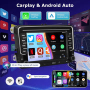 [4G+64G] Autorradio Android para VW Volkswagen Jetta Passat Seat Golf Tiguan Skoda Polo con CarPlay y Android Auto inalámbricos, pantalla táctil de 7 pulgadas con GPS, WiFi, Bluetooth 5.0, radio FM/RDS, 32EQ
