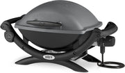 Barbacoa eléctrica Weber Q1400, superficie de cocción de 43 x 32 cm, barbacoa portátil, rejilla de cocción de hierro fundido vitrificado dividida en 2, tapa y cuerpo de aluminio fundido - Gris oscuro (52020079)