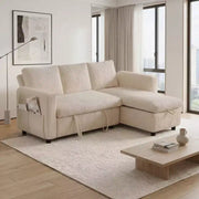 Sofá cama seccional Dyonery de 81", sofá cama en forma de L con chaise longue de almacenamiento reversible, USB, respaldo reclinable