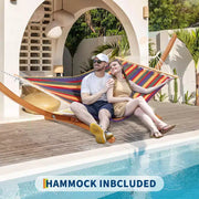 Soporte para hamaca, soporte universal resistente de madera para exteriores, resistente a la intemperie, capacidad de 475 libras, curvado para patio, jardín, interior