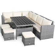 Conjunto de comedor de ratán para patio de 7 piezas Costway, sofá seccional y otomana - Ver detalles