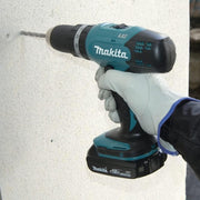 Taladro percutor a batería Makita DHP453RFX2 18 V / 3,0 Ah en maletín de aluminio + juego de accesorios de 96 piezas, azul/plateado