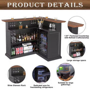 Gabinete de bar en casa en forma de L de GDLF con espacio para refrigerador, mesa de bar moderna de gran tamaño para sótano