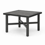 Mesa de jardín cuadrada con estructura de aluminio y tablero con efecto madera, 90x90 cm, antracita