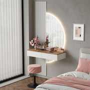 Tocador Vicco Melina, blanco/roble, 100 cm con espejo LED