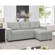 Sofá seccional reversible convertible con cama extraíble, chaise longue con almacenamiento oculto y patas duraderas