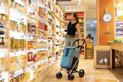 Carro de la compra Carlett de 4 ruedas plegable, bolsa extraíble de gran capacidad 53L / 15kg y bolsa térmica de 10L, manillar ajustable, freno de seguridad, convertible en 2 ruedas, Classic Duo, blanco