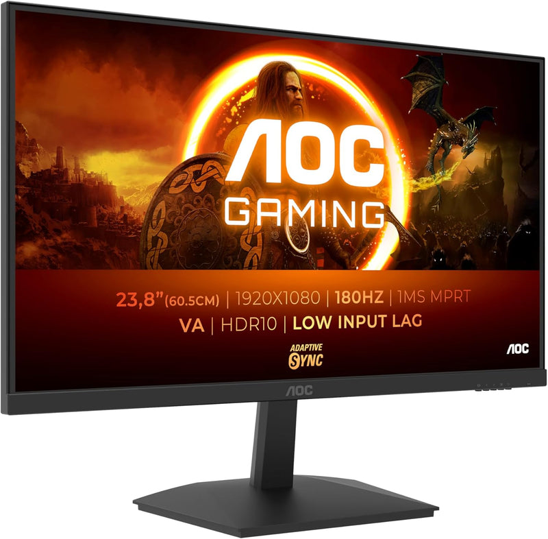 AOC Gaming 24G15N, Monitor Full HD de 24 pulgadas, 180 Hz, VA rápido, 1 ms, sincronización adaptativa, HDR10, baja latencia de entrada (1920 x 1080, HDMI 2.0, DisplayPort 1.4)
