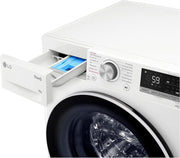 LG F4WV7080, Clase A, lavadora de carga frontal 8 kg, 1400 rpm, AI Direct Drive, Wi-Fi, limpieza profunda con vapor, gran capacidad, TRIPLE A, puerta exterior de cristal templado, 62 x 60 x 85 cm, blanco