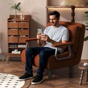 Sillón convertible individual, sofá cama, sillón cama plegable 3 en 1 para espacios pequeños, respaldo de 5 niveles, con cojín, apoyabrazos y patas de metal, C, ancho 65 cm