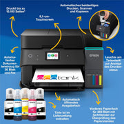 Impresora con depósito de tinta EcoTank ET-4950 | Para la oficina en casa | Wi-Fi y Ethernet | A4 | Impresión (dúplex), escaneado, copia y fax | Pantalla táctil de 6,1 cm | ADF | Incluye tinta para hasta 3 años