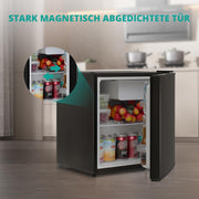 Mininevera SMETA 45L, frigorífico pequeño silencioso, 39dB, nevera para bebidas con termostato de 6 niveles 0-10°C, minibar con puerta reversible para hogar, oficina, camping y dormitorio, negro