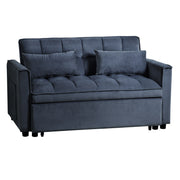 Sofá cama extraíble moderno, sofá cama 3 en 1 con respaldo ajustable, sofá biplaza de terciopelo, almohadas y bolsillos laterales