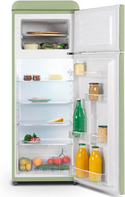 SCHNEIDER SCDD208VVA, Frigorífico de 2 puertas, 211L (172+39), Frío estático, Descongelación automática, 3 estantes de cristal, Termostato regulable, Patas ajustables, Verde almendra