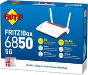 FRITZ!Box 6850 5G (Internet móvil de hasta 1300 Mbps, Wi-Fi AC+N de hasta 866 Mbps (5 GHz) y 400 Mbps (2,4 GHz), 4 x Gigabit LAN, estación base DECT, USB 3.0, apto para Alemania)