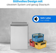 Frigorífico con congelador Bomann® | Frigorífico pequeño con 120L de capacidad útil | Refrigeración 107L y congelación 13L | Nevera con 3 estantes en la puerta y 2 estantes de cristal | Bisagra de puerta reversible | KS 2184.1 inox