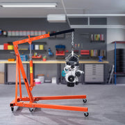 Grúa de motor plegable BENTISM de 2T con nivelador, grúa de taller de alta resistencia de 4400 lbs/2 toneladas, grúa de motor resistente al envejecimiento