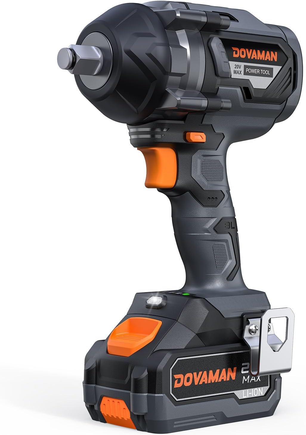 DOVAMAN TITANCE X8 Llave de Impacto Inalámbrica de 20V – Alto Torque 1200 Nm, Motor sin Escobillas, Eléctrica de 1/2" con Batería de 4,0Ah, 5 Vasos y Cargador Rápido para Reparación Automotriz