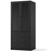 Armario ropero COZONY con 3 cajones y 2 puertas, clóset de madera moderno para dormitorio, armario de pie resistente de color blanco