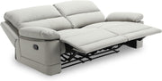 Mobilier-Deco Denys - Sofá de 2 plazas relax manual, piel sintética, gris claro